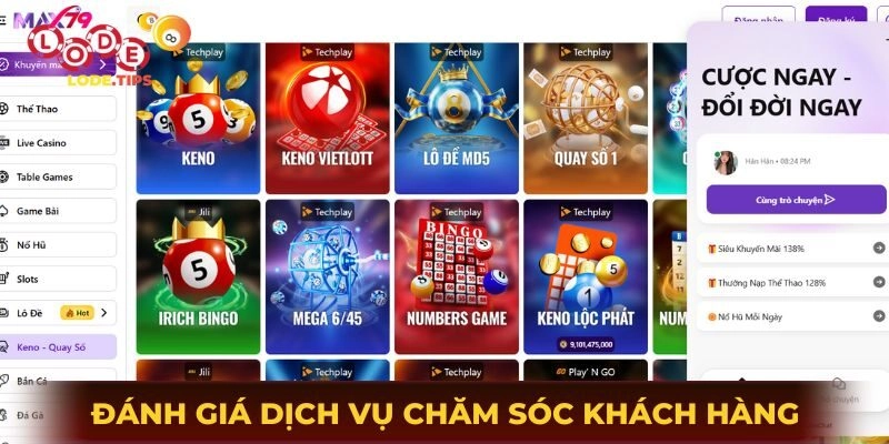 Đánh giá dịch vụ chăm sóc khách hàng Max79 tại sảnh xổ số